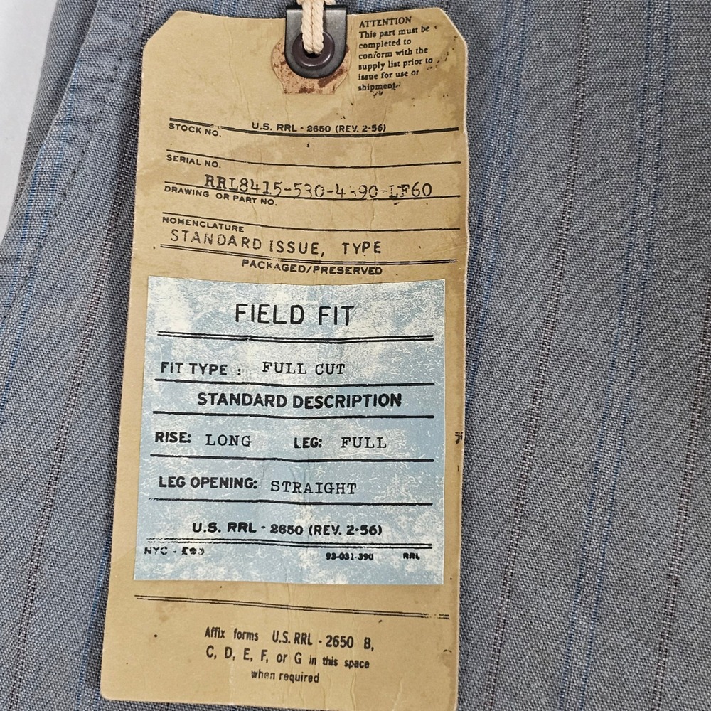 RRL Ralph Lauren Field Fit Chino Pants Mens 38x32 Maitland Stripe Grey 395 MSRP - Picture 4 of 16